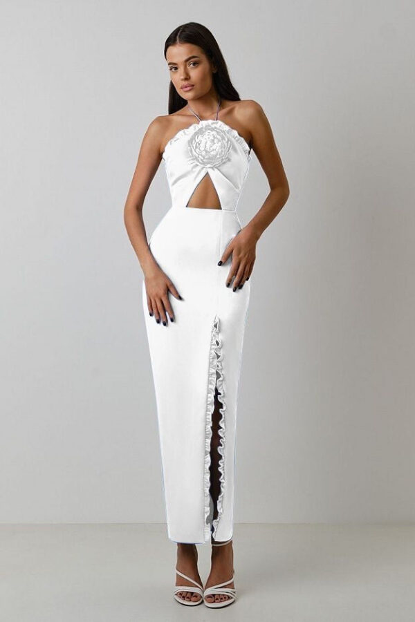 Jovani 67841 Ruffle Evening Dress White