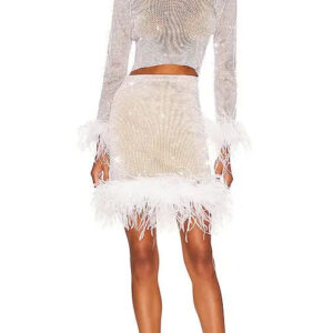 Midnight Mirage Embellished Two-Piece Set White