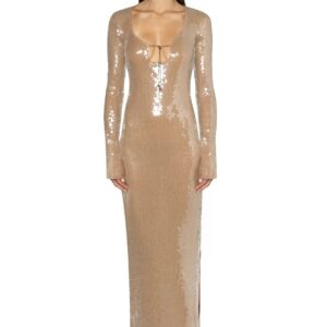 Solaria Sequin Backless Dress in Smoke