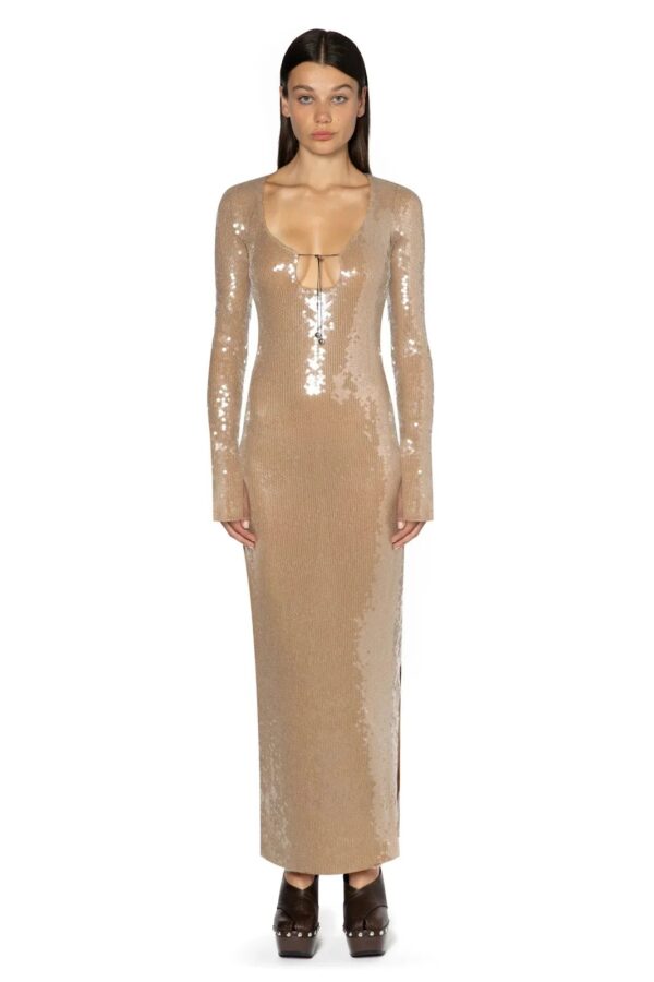 Solaria Sequin Backless Dress in Smoke